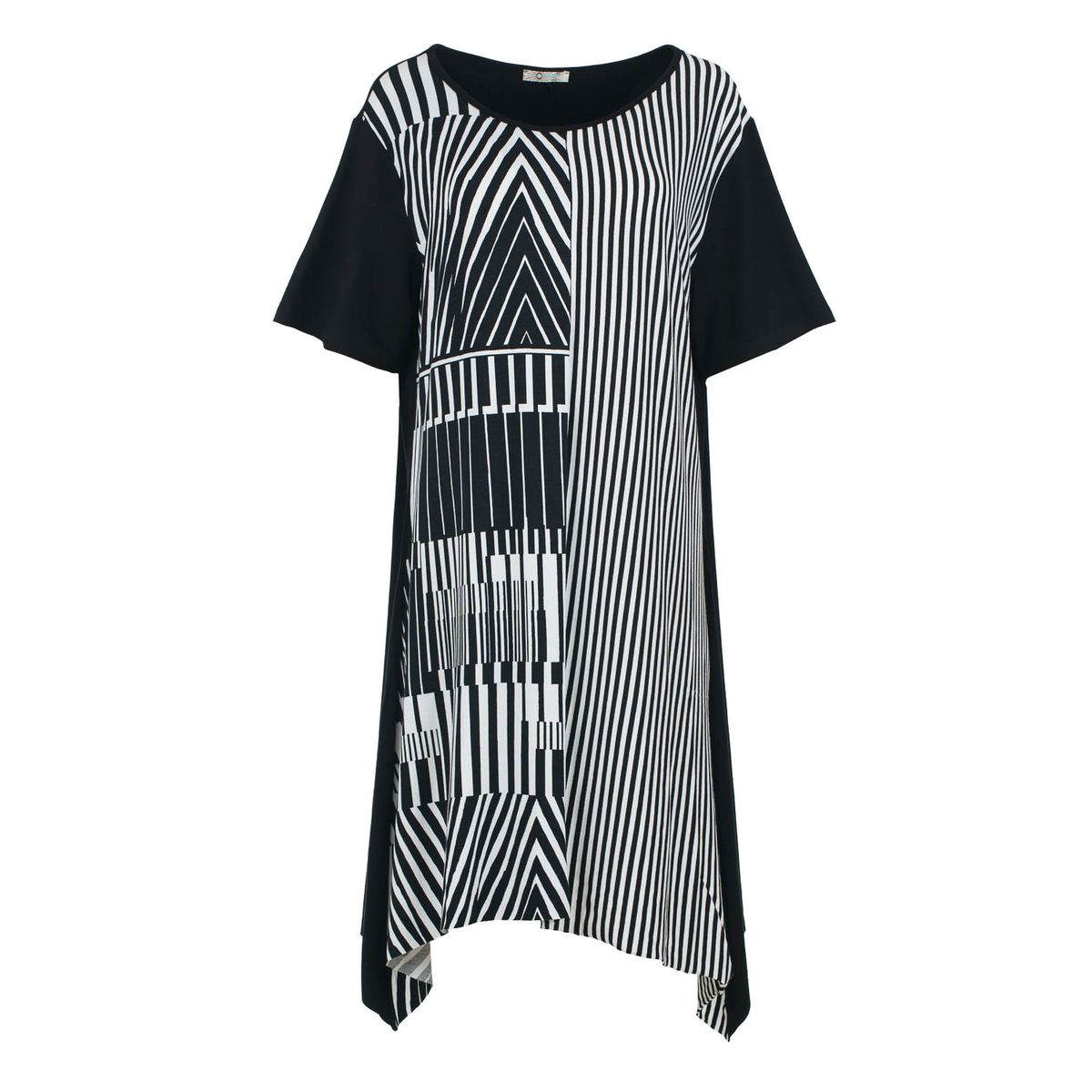 Grafisches Tunika-Kleid mit asymmetrischem Saum