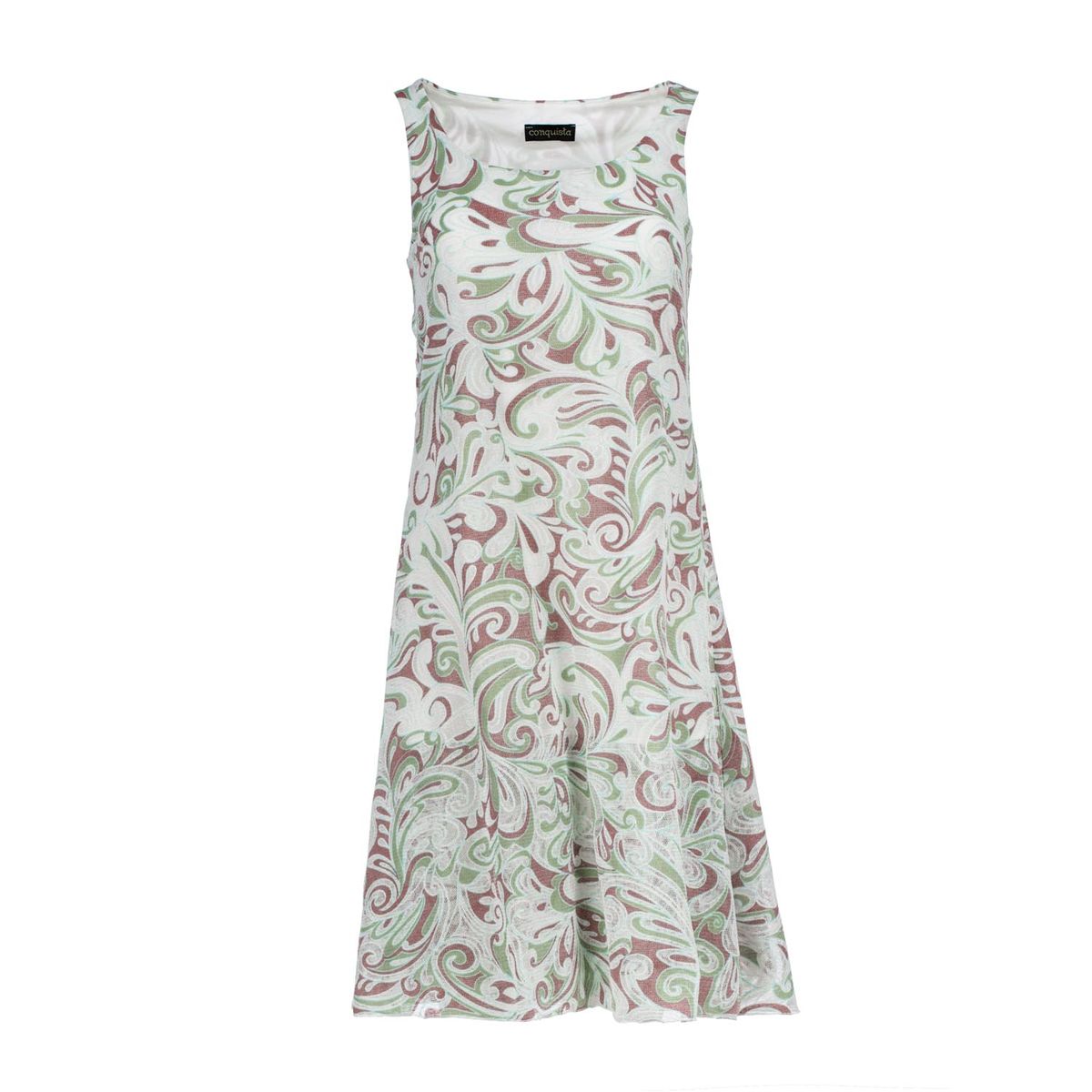 Ärmelloses A-Linien-Kleid mit Blumenjacquard
