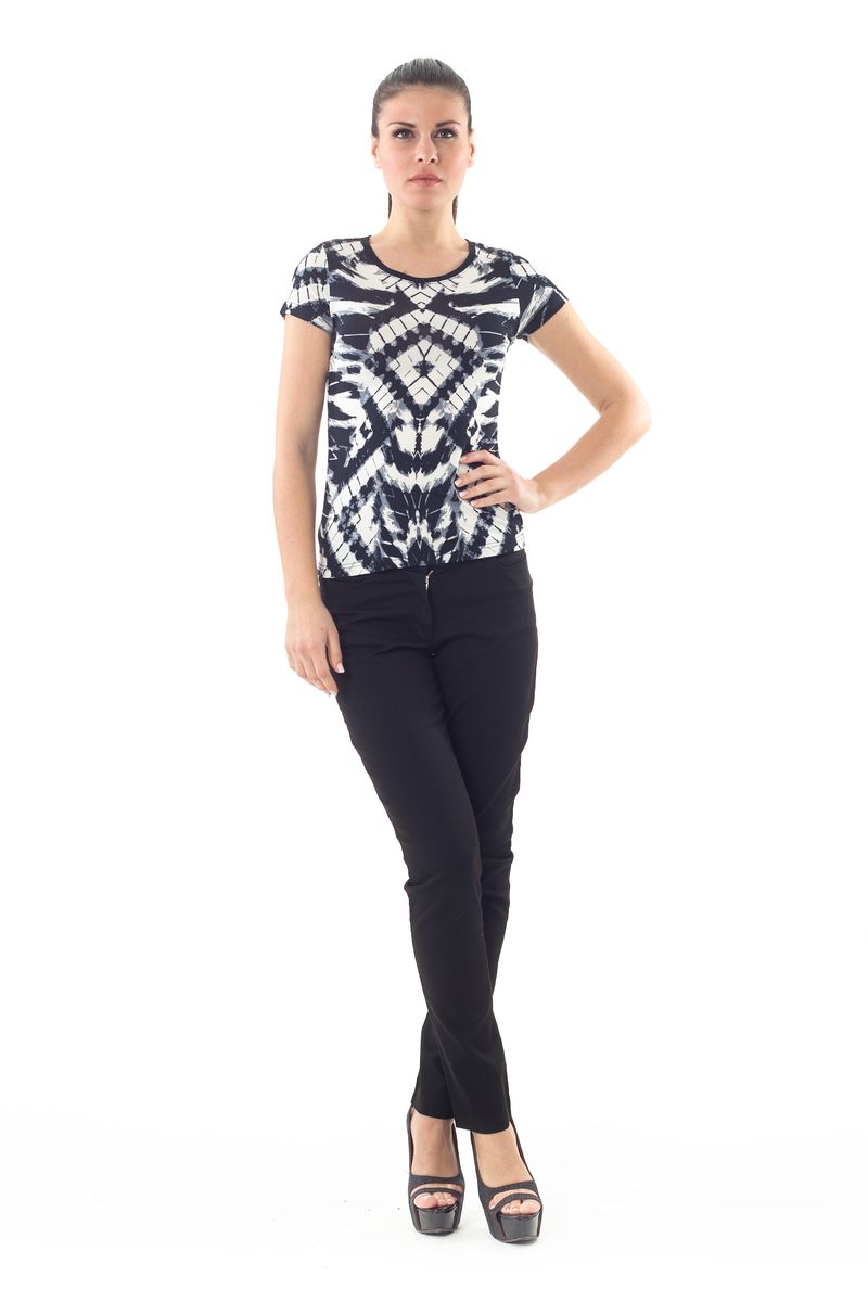 Seidiges Kurzarm-Top mit Allover-Print