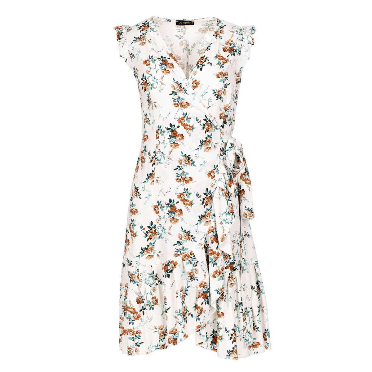 Florales Wickelkleid mit Rüschen