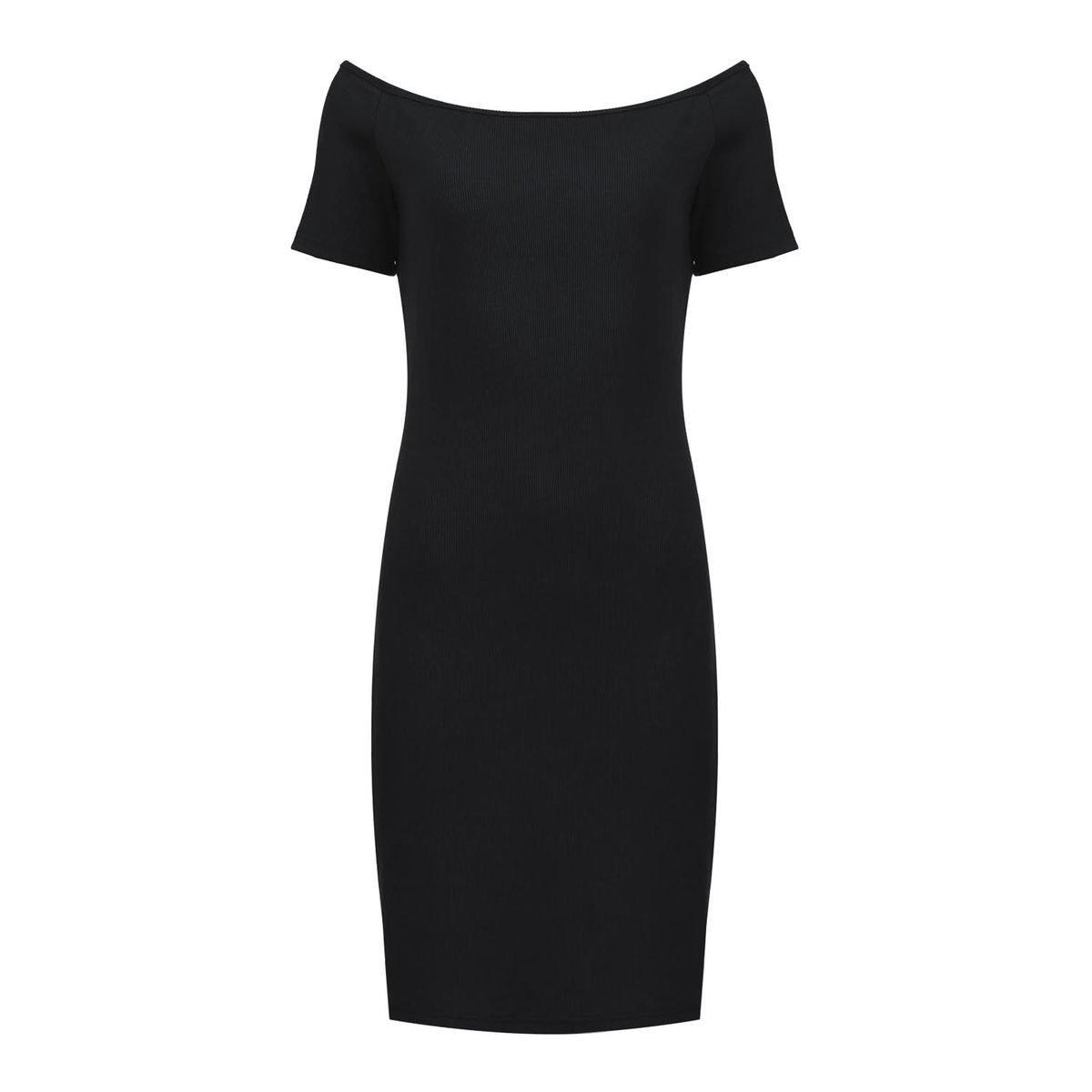 Schulterfreies Geripptes Bodycon-Kleid