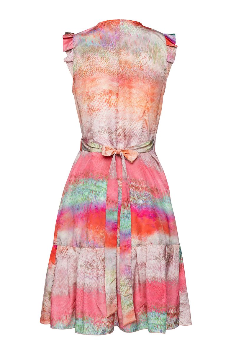 Satin-Wickelkleid mit Volants
