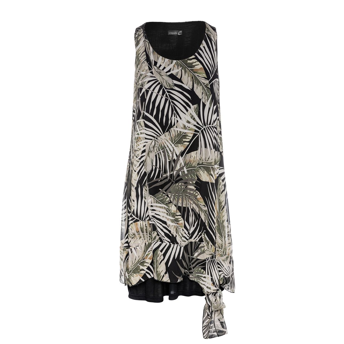 Zweilagiges Kleid mit tropischem Print