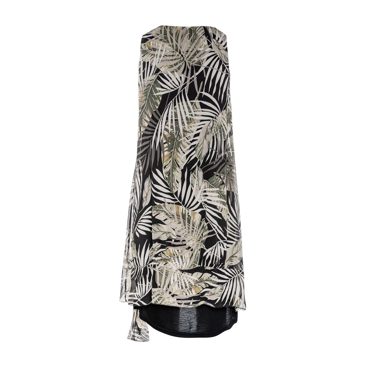 Zweilagiges Kleid mit tropischem Print