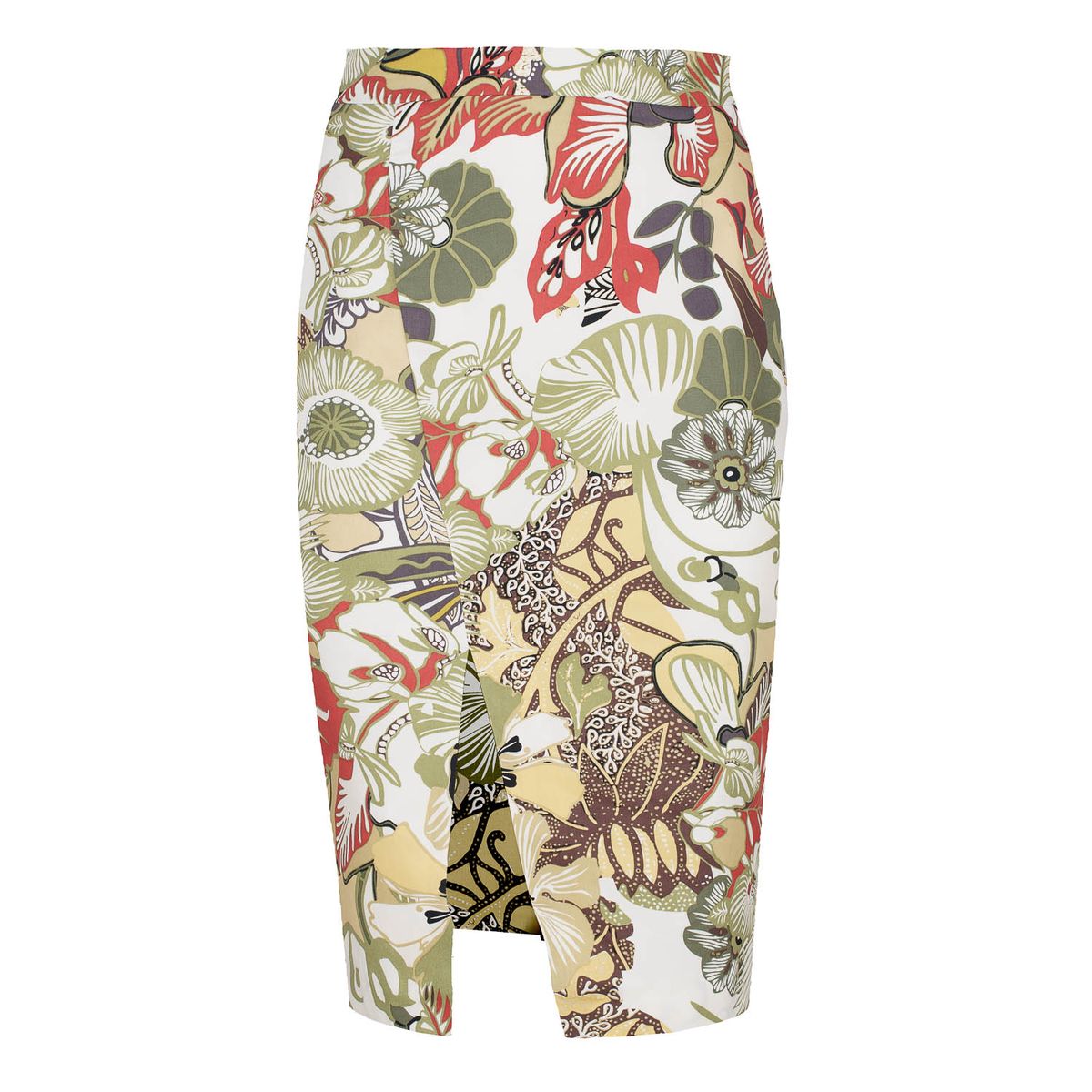 Bleistift-Midi mit botanischem Print