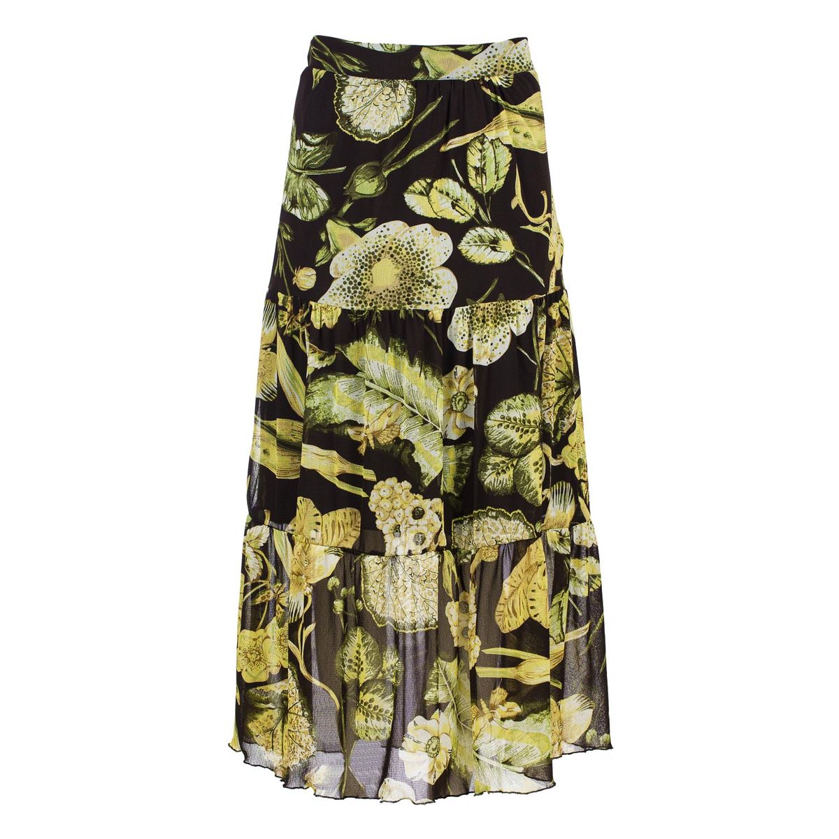 Gestufter Semi-Maxirock mit Blumenmuster