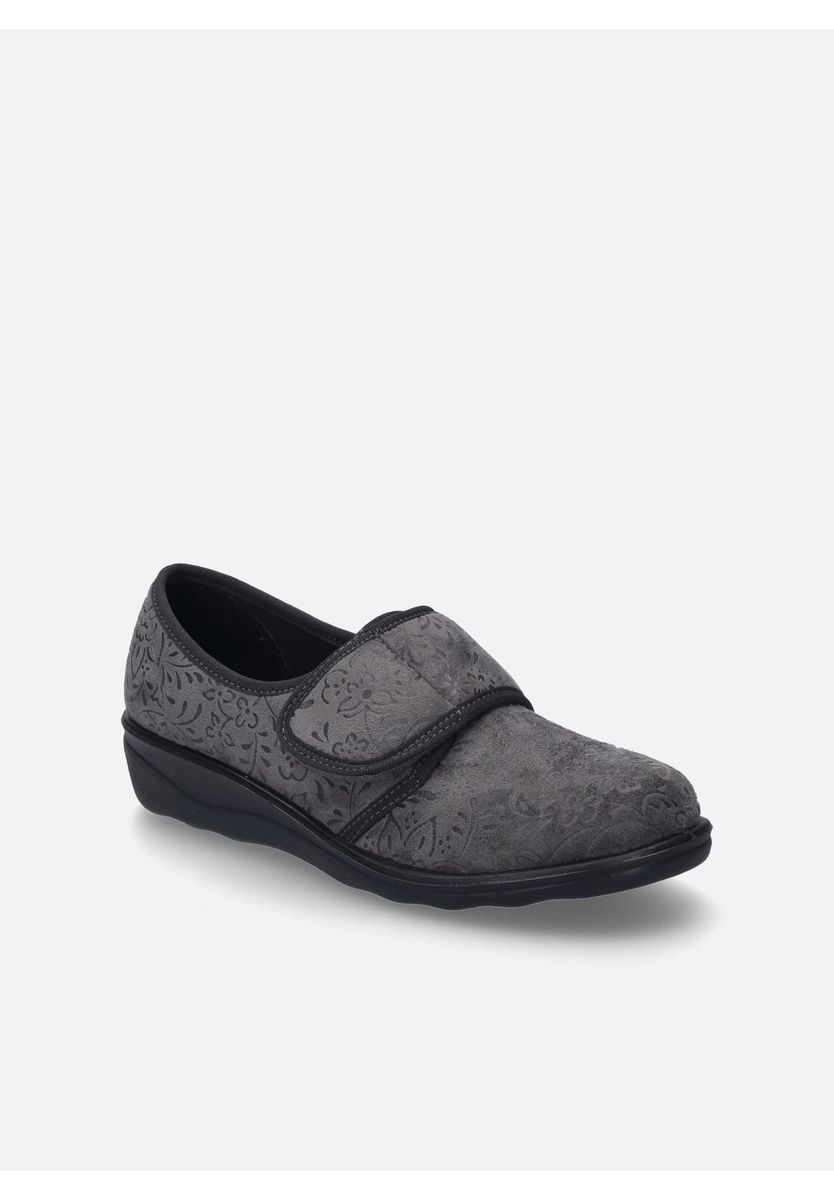 Geprägte Floral-Pantoffel mit Keilabsatz