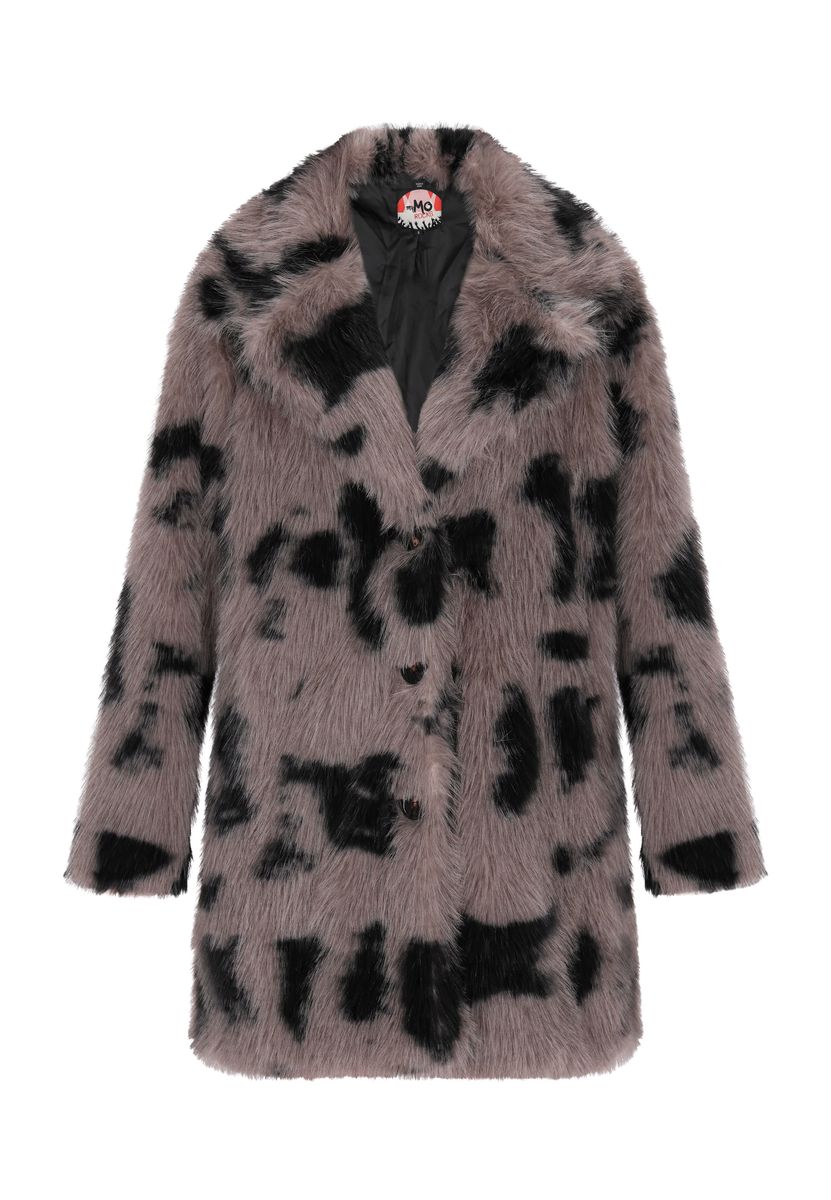 Faux-Fur-Mantel mit Dalmatiner-Muster