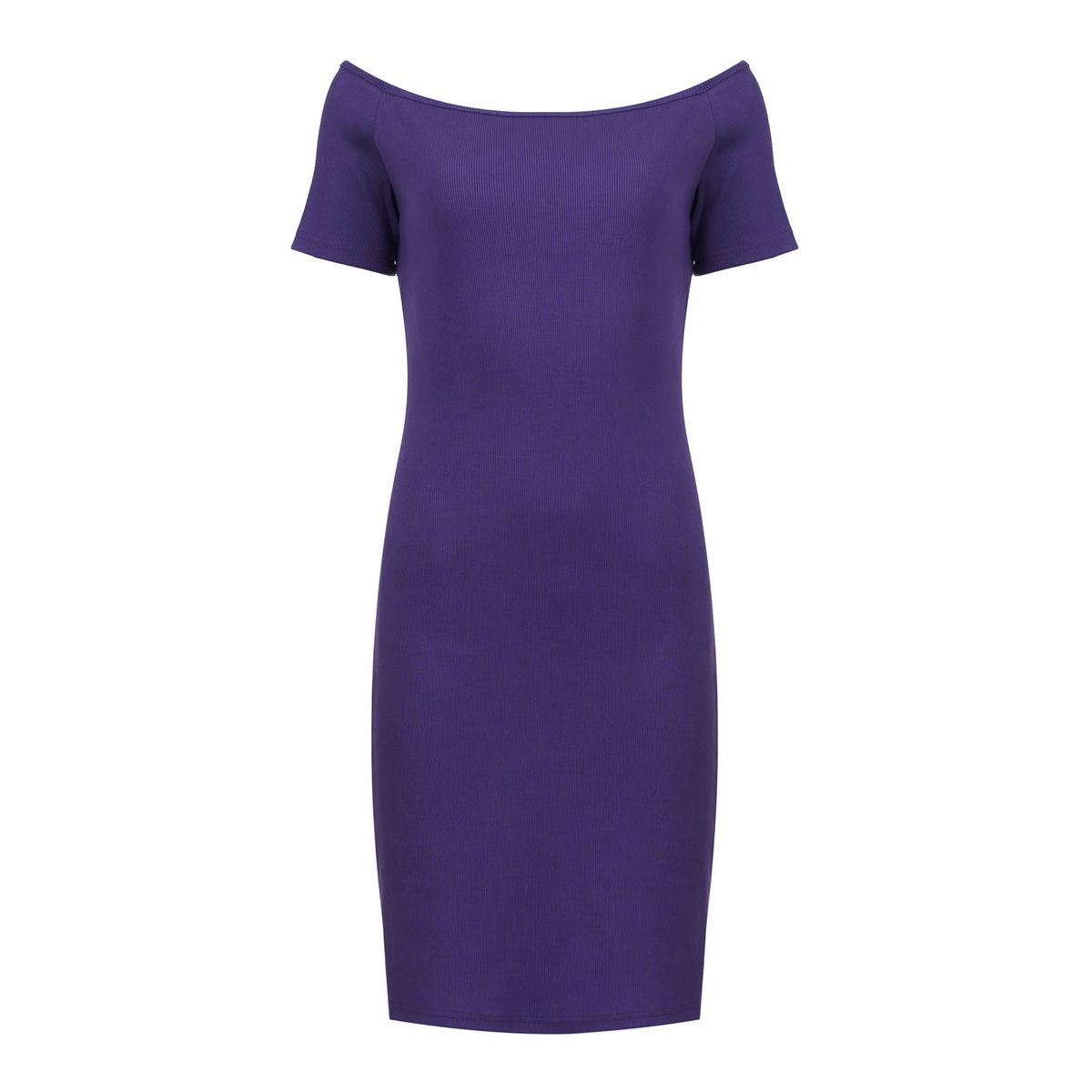 Schulterfreies geripptes Bodycon-Kleid