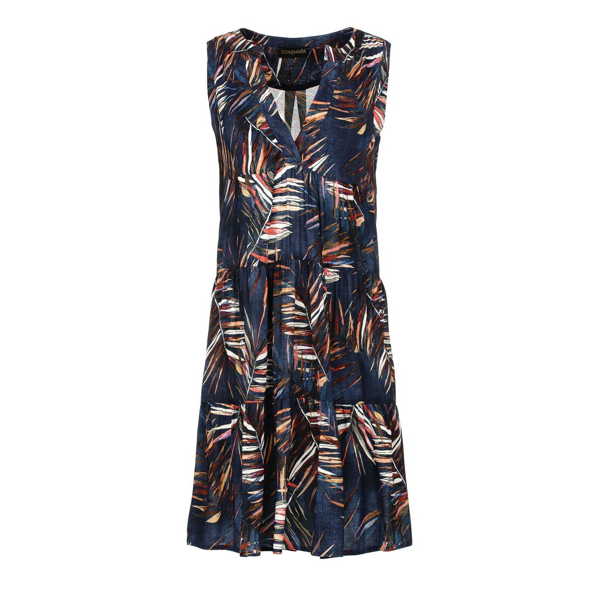 Ärmelloses A-Linien-Kleid mit Blattmuster