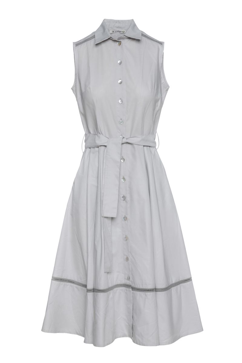Ärmelloses Hemdblusenkleid mit Gürtel