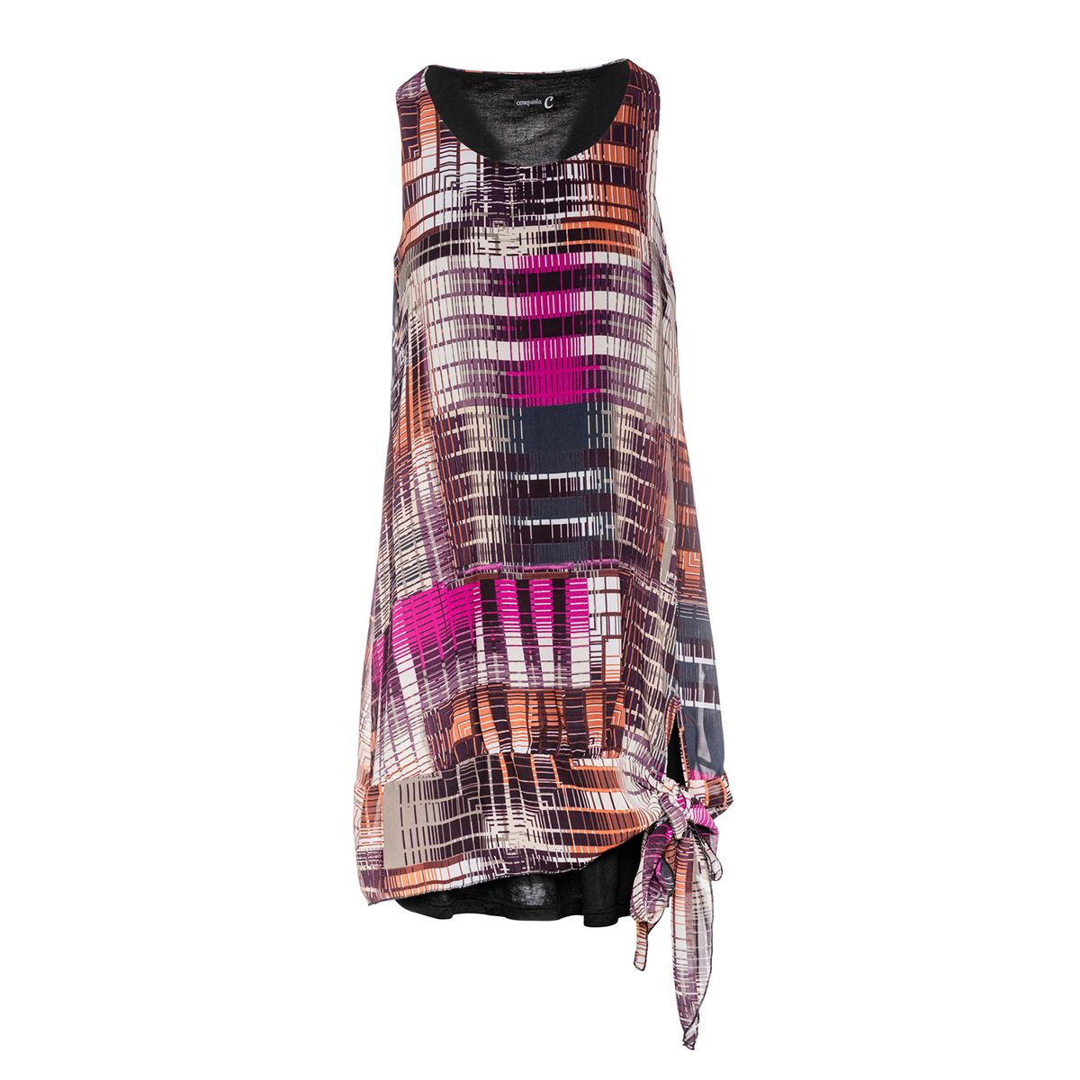 Doppellagiges Voile-Kleid mit Grafikmuster