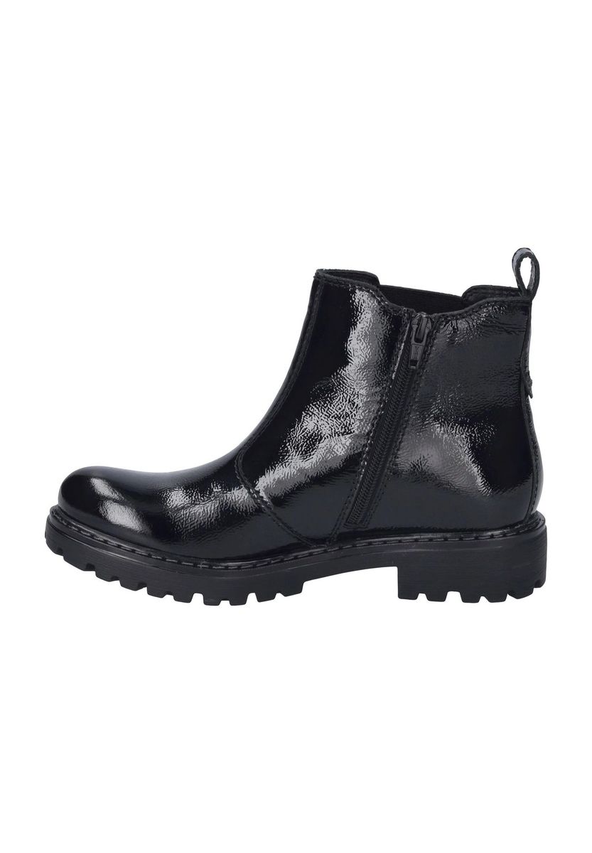 Chelsea-Boots aus Lackleder mit Profilsohle