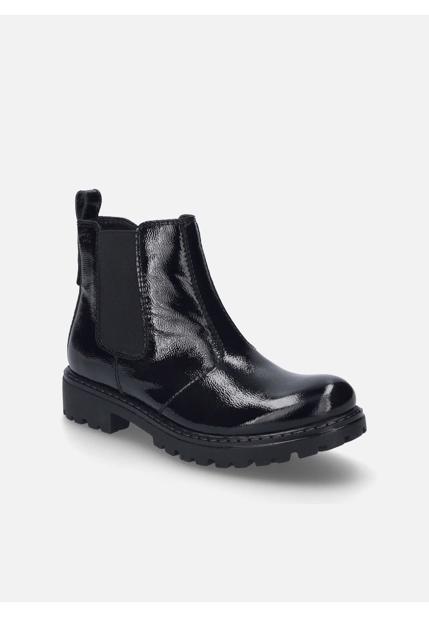 Chelsea-Boots aus Lackleder mit Profilsohle