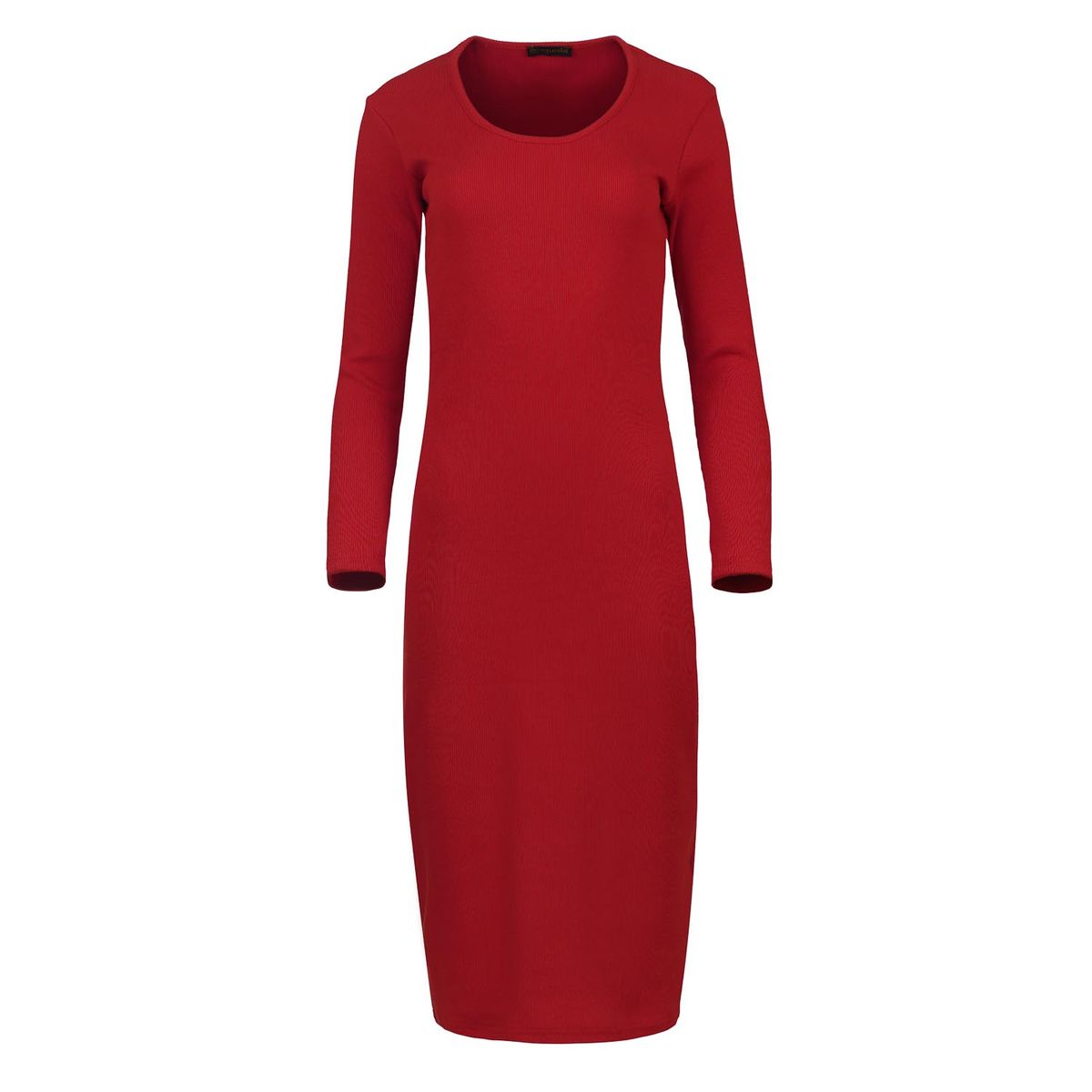 Geripptes Midikleid mit Langarm