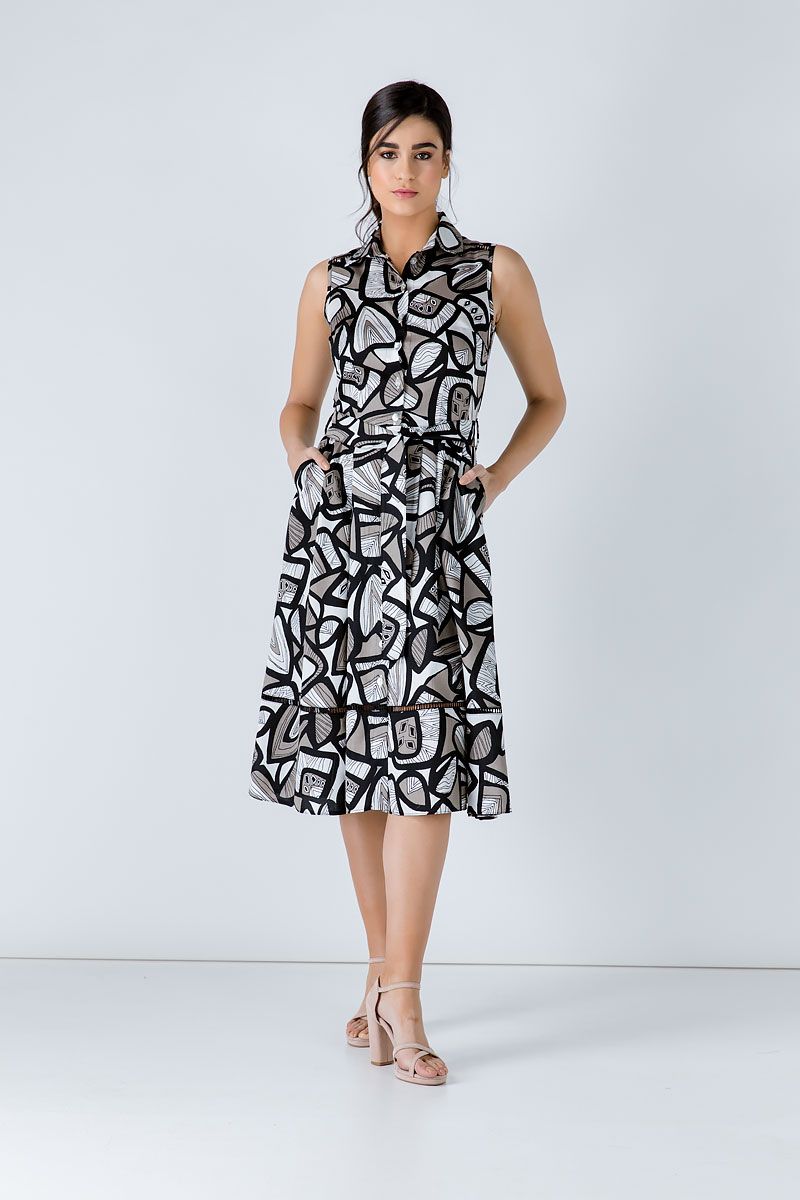 Hemdblusenkleid mit abstraktem Muster