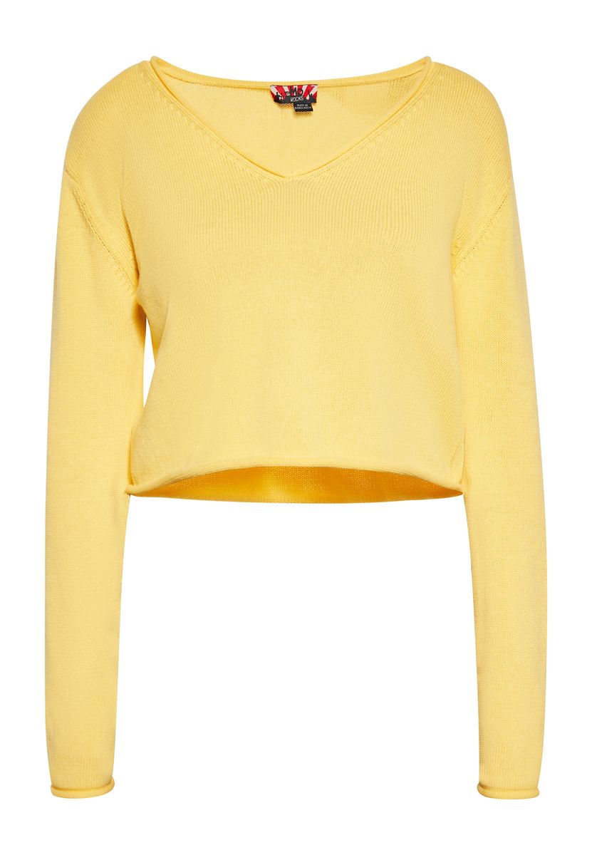 Kurz geschnittener V-Ausschnitt Pullover