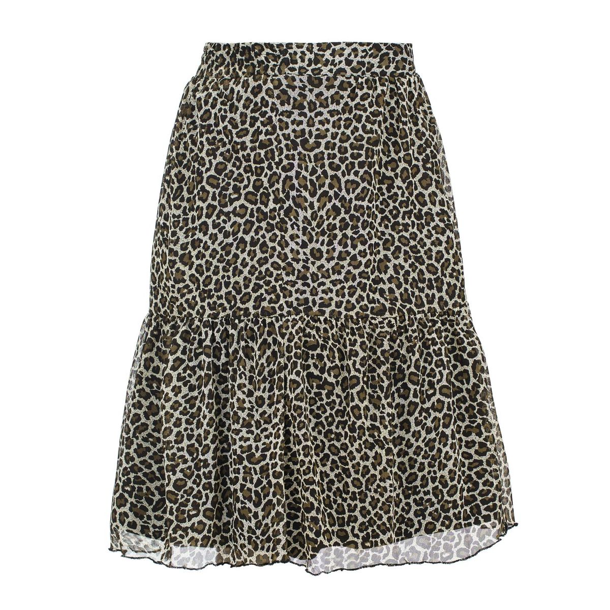 Gestufter Mesh-Midi mit Leopardenprint