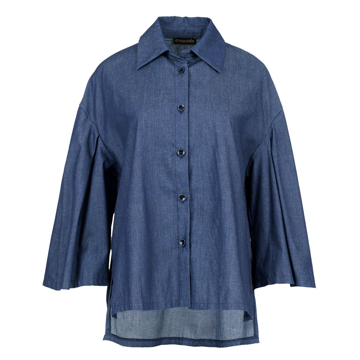 Oversize-Denim-Hemd mit Faltenärmeln