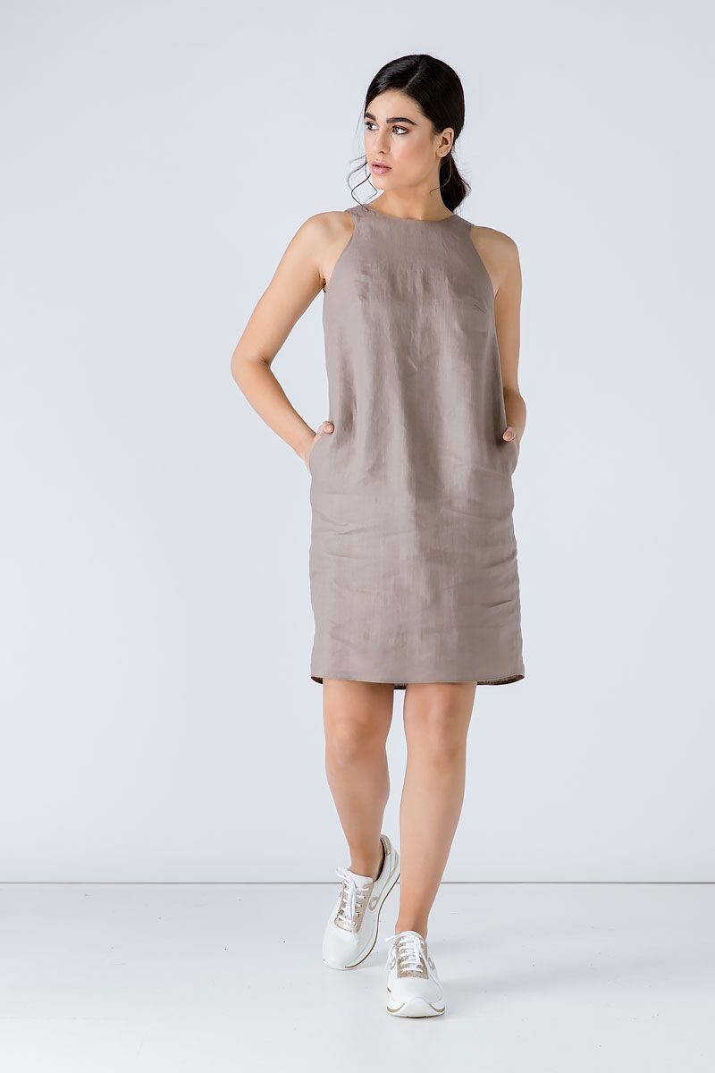 Minimalistisches Leinen-Sackkleid