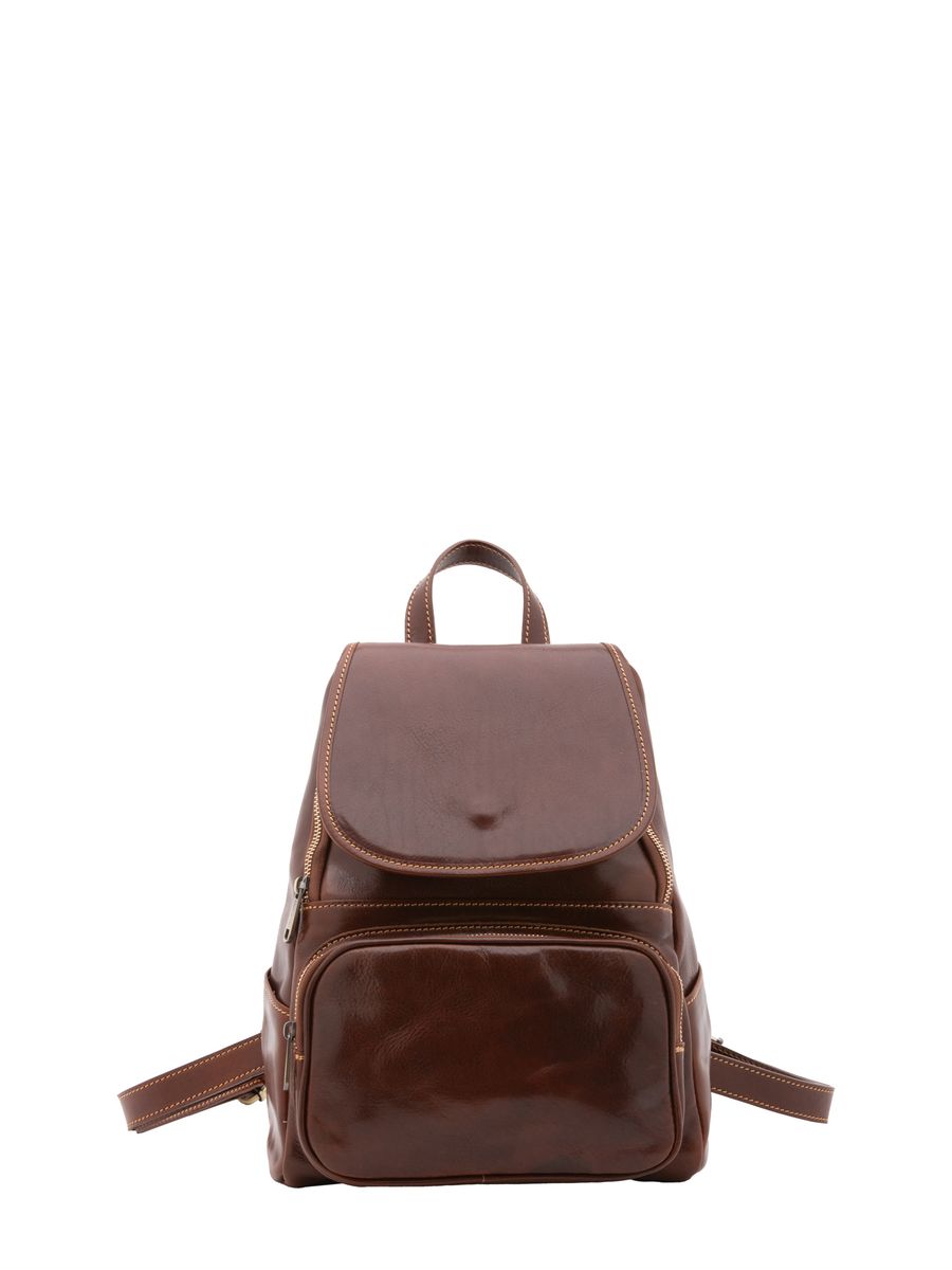Klassischer Lederrucksack mit Klappe