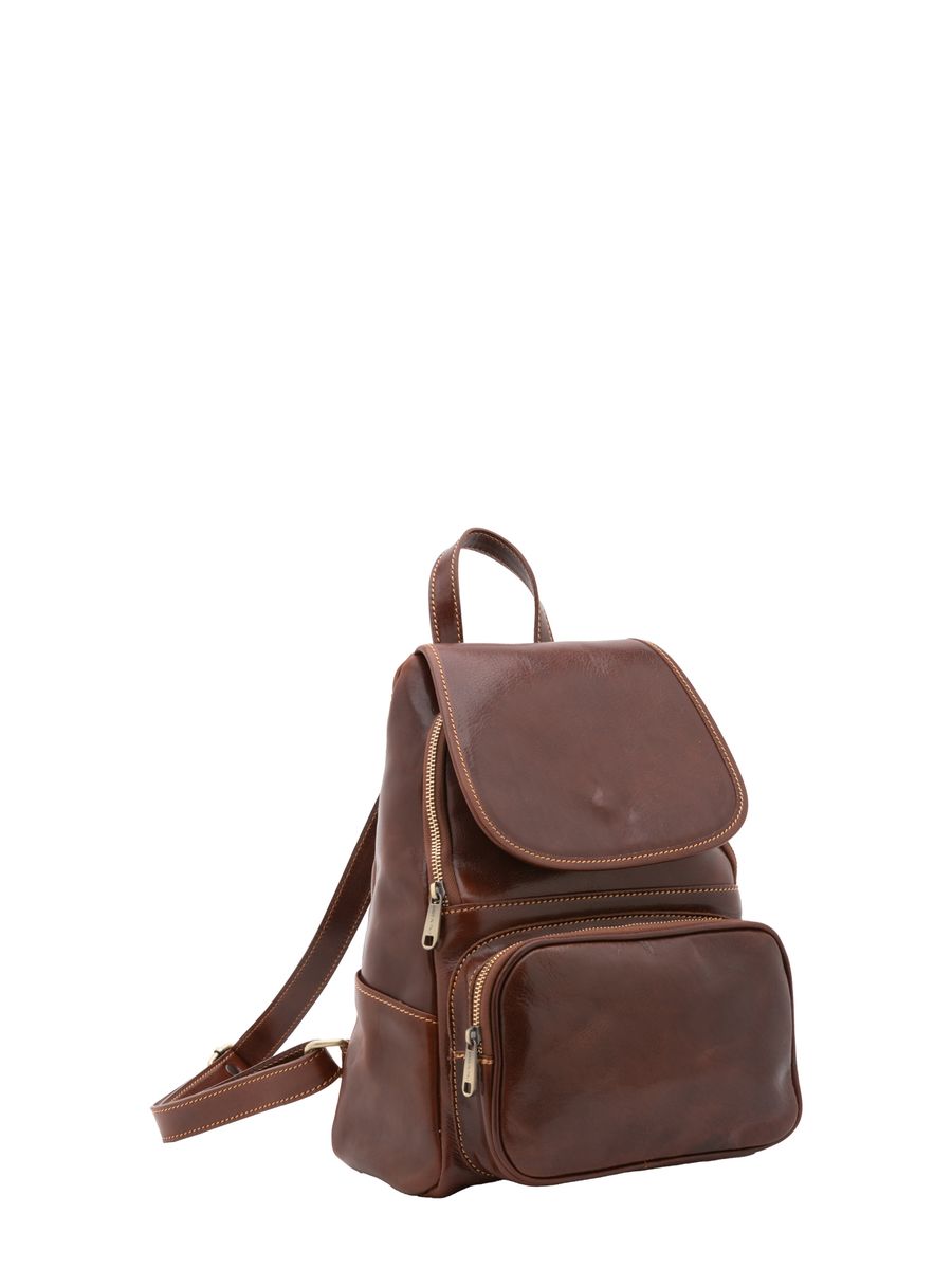 Klassischer Lederrucksack mit Klappe
