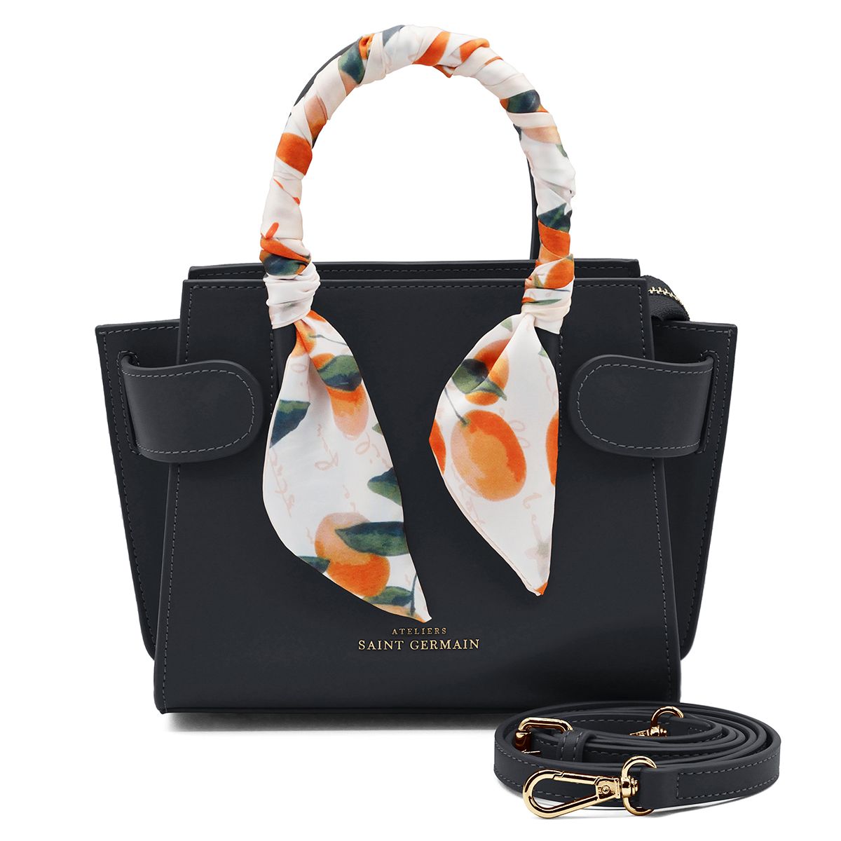Elegante Leder-Henkeltasche mit Schal