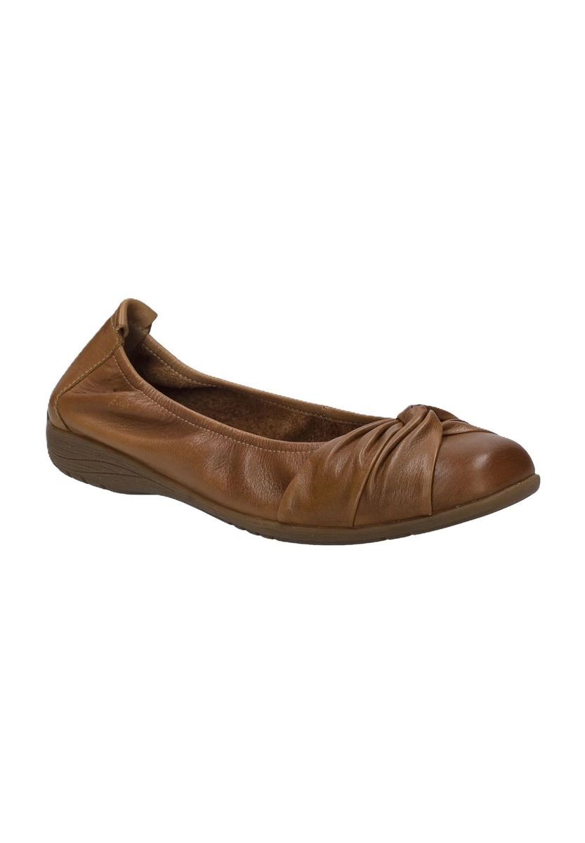 Leder-Ballerinas mit Raffung