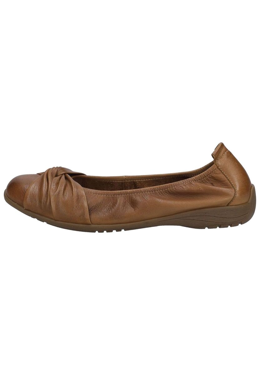 Leder-Ballerinas mit Raffung