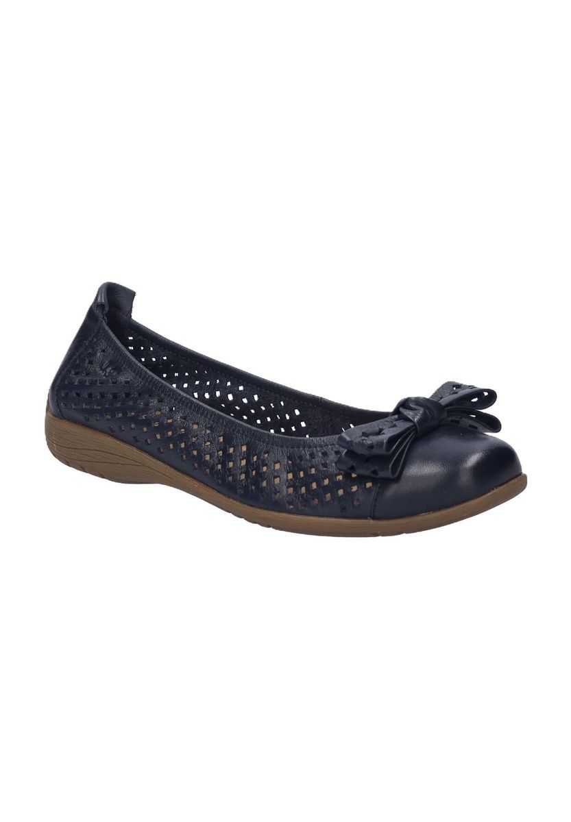 Perforierte Leder-Ballerinas mit Schleife