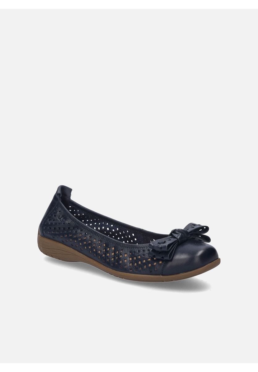 Perforierte Leder-Ballerinas mit Schleife