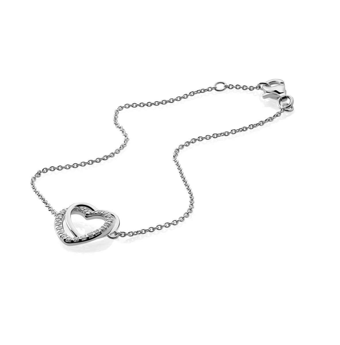 Silberarmband mit ineinander verschlungenen Herzen