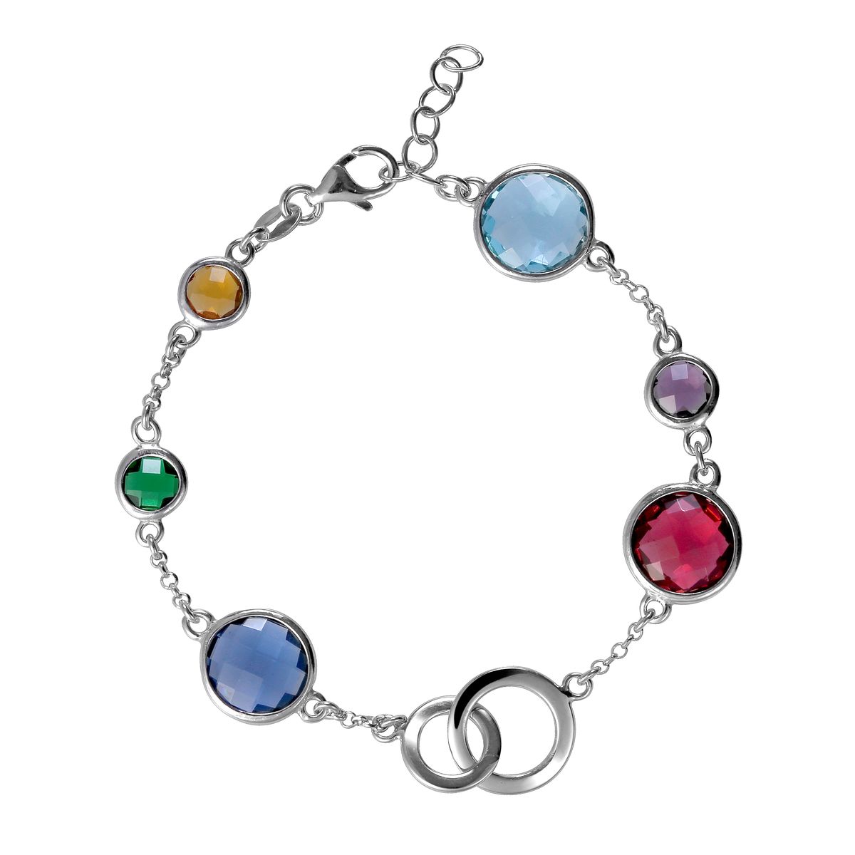 Armband mit bunten Steinen und Ringen