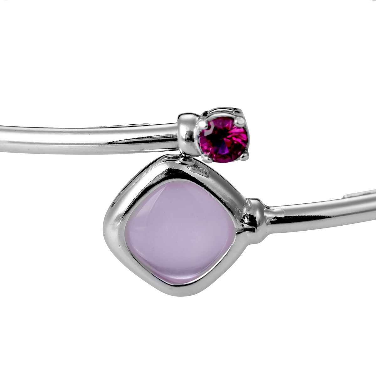 Eleganter Edelstein-Bypass-Armreif aus Silber
