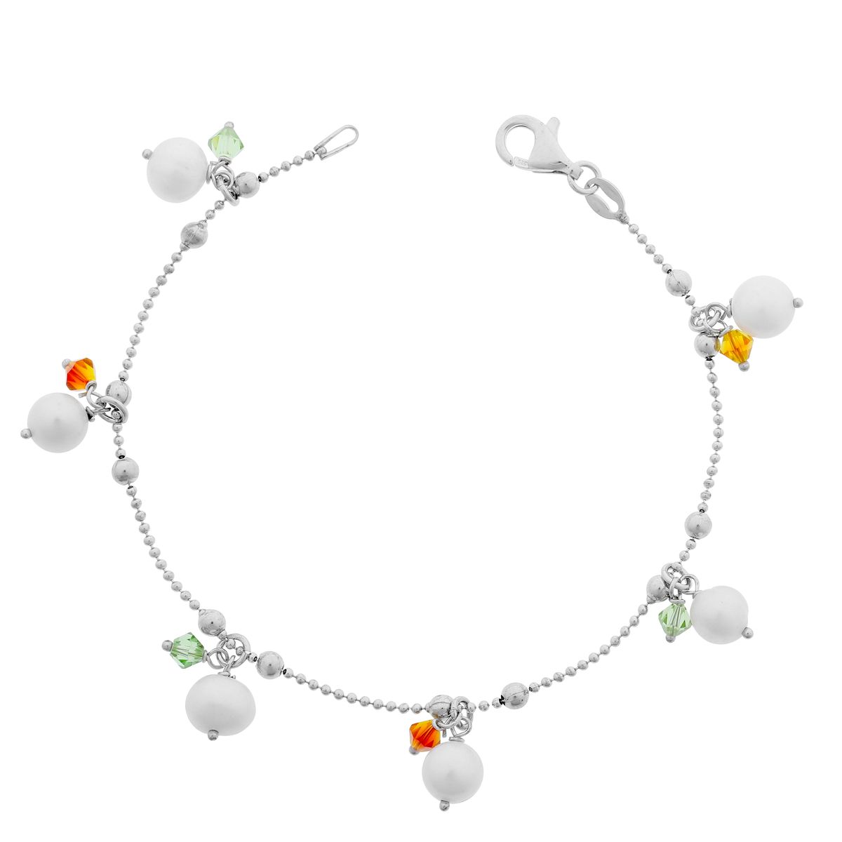 Silbernes Perlenarmband mit Anhängern