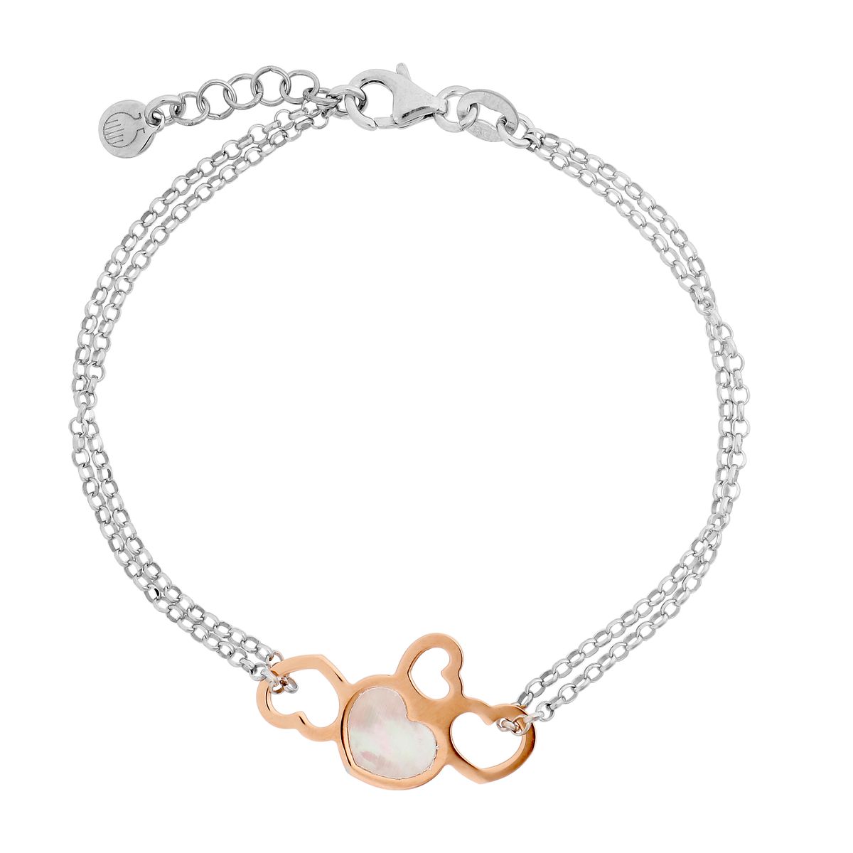 Doppelkettiges Armband mit Herzmotiven