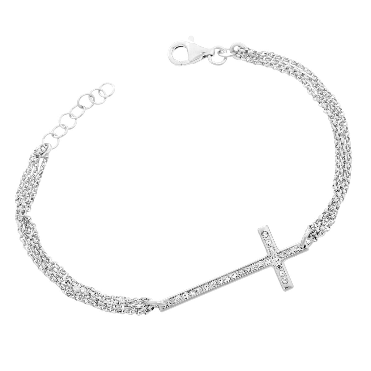 Armband mit kristallbesetztem Seitwärtskreuz