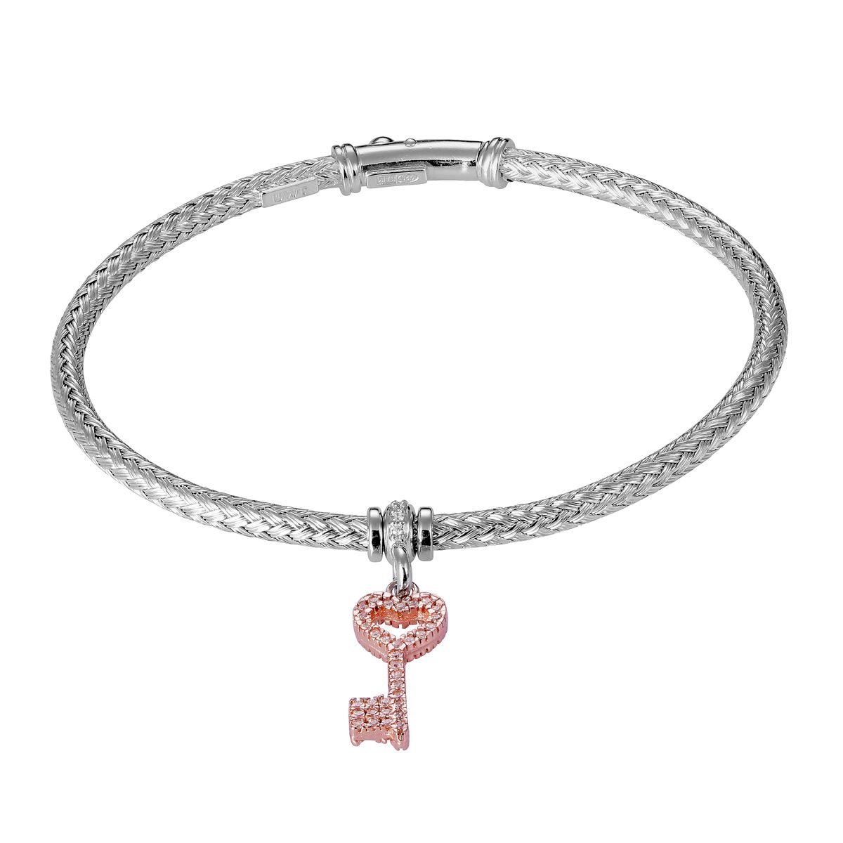 Mesh-Armband mit Herzschlüssel-Anhänger