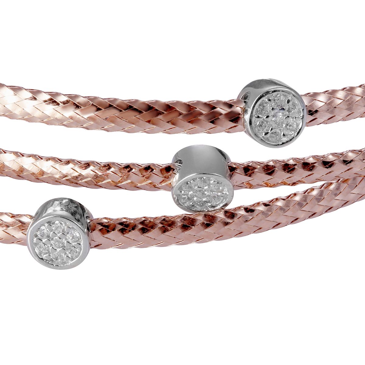 Geflochtenes mehrreihiges Pavé-Armband