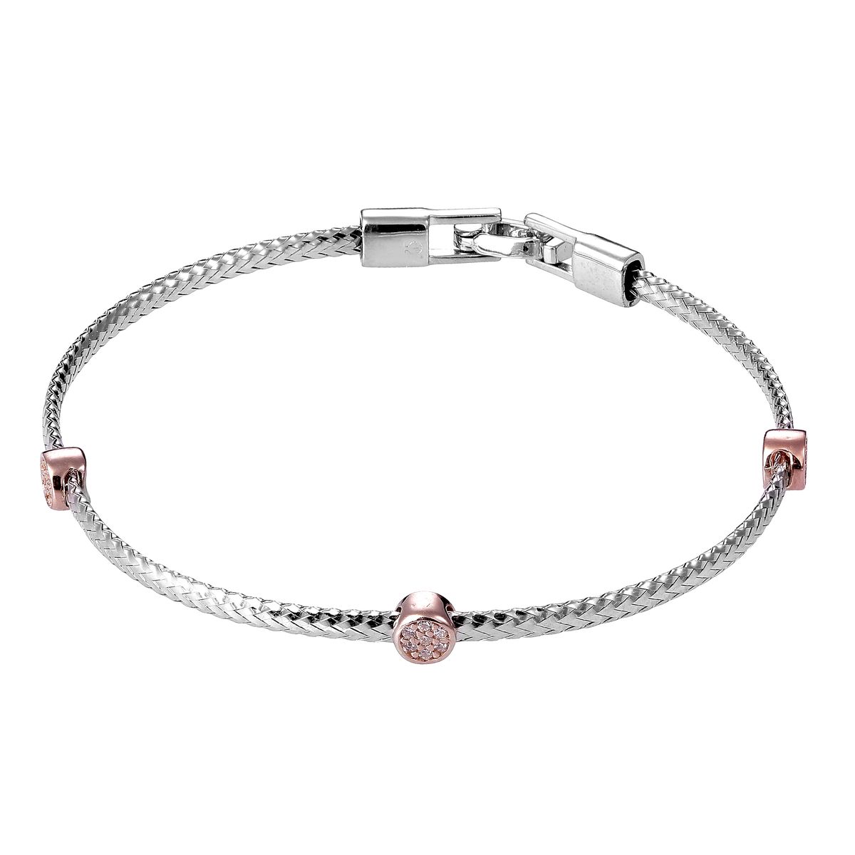 Geflochtenes Mesh-Armband mit Rosé-Details