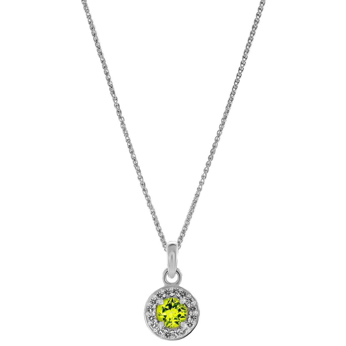 Elegante Halskette mit Peridot-Halo-Anhänger