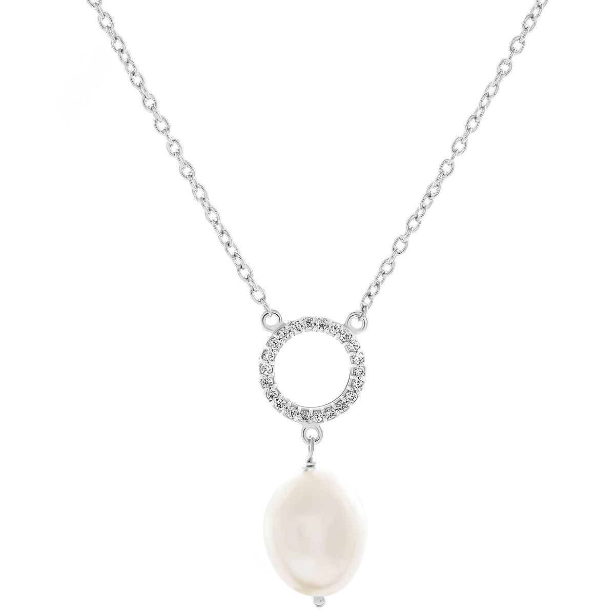 Halskette mit Perle und Pavé-Kreis