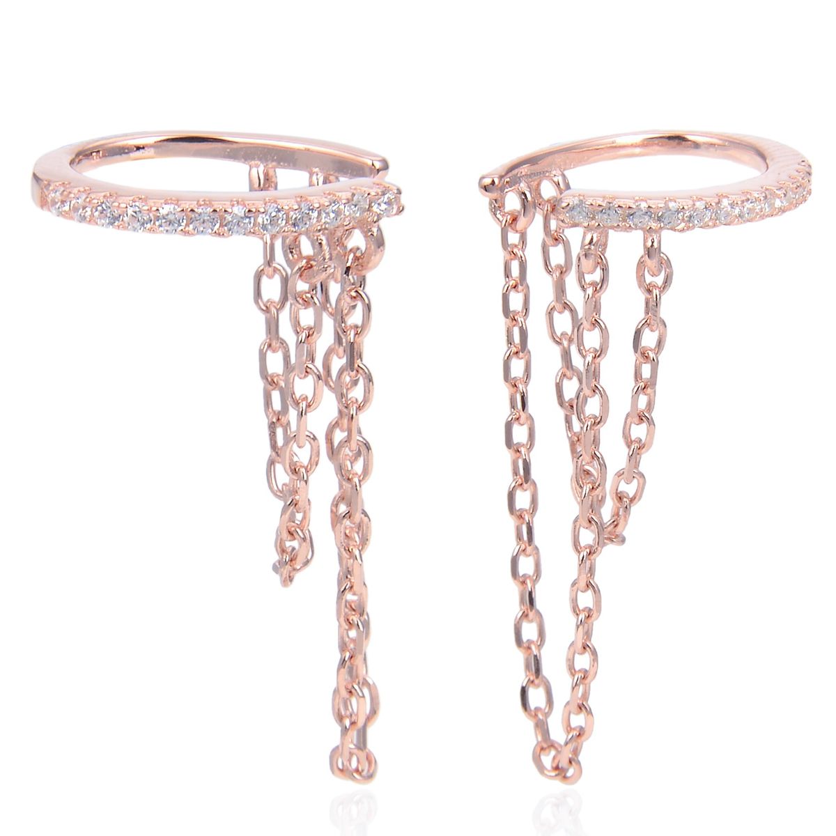 Funkelnder Roségold-Earcuff mit Ketten