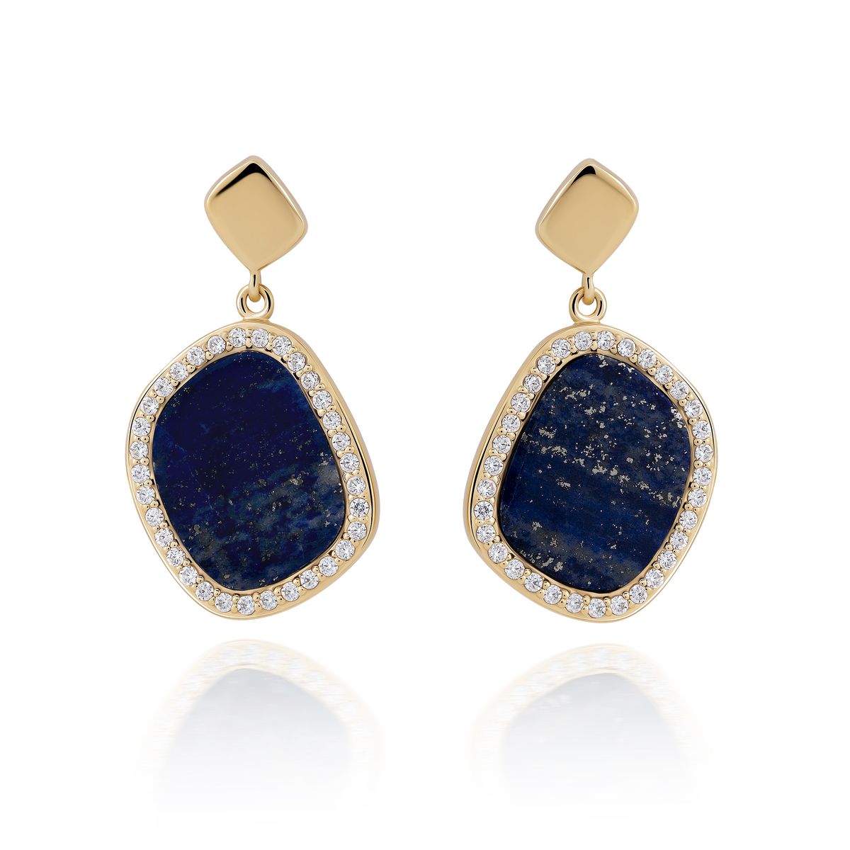 Tropfenohrringe mit Lapis-Halo