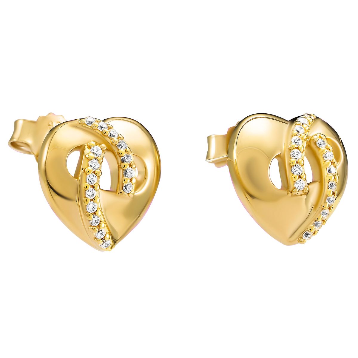 Herz-Knoten-Ohrstecker mit Zirkonia