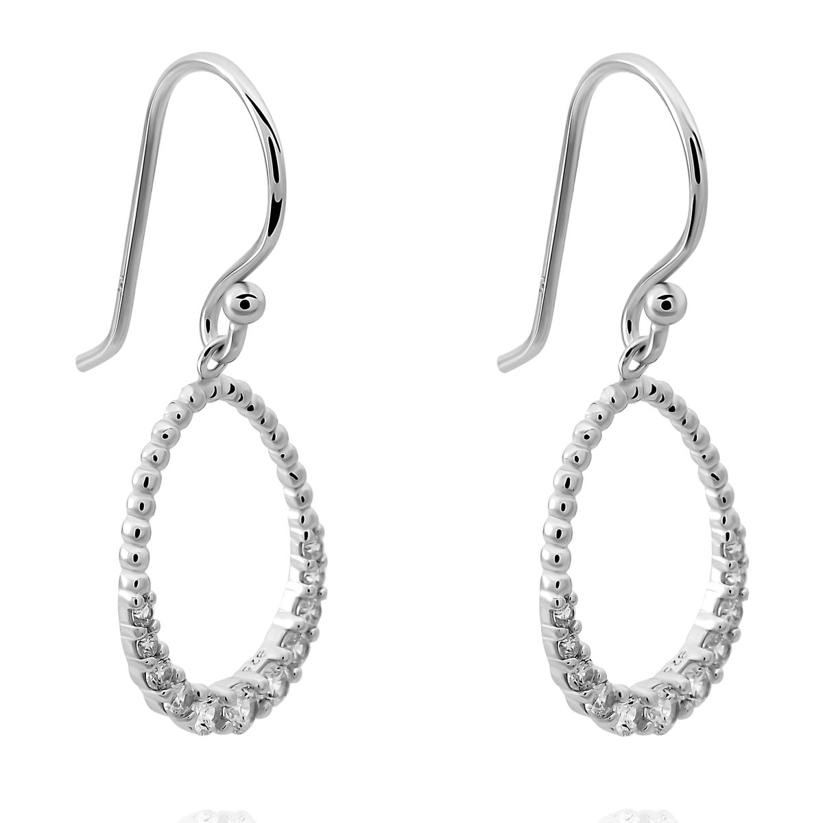 Elegante Silberne Tropfenohrringe mit Pavé-Besatz
