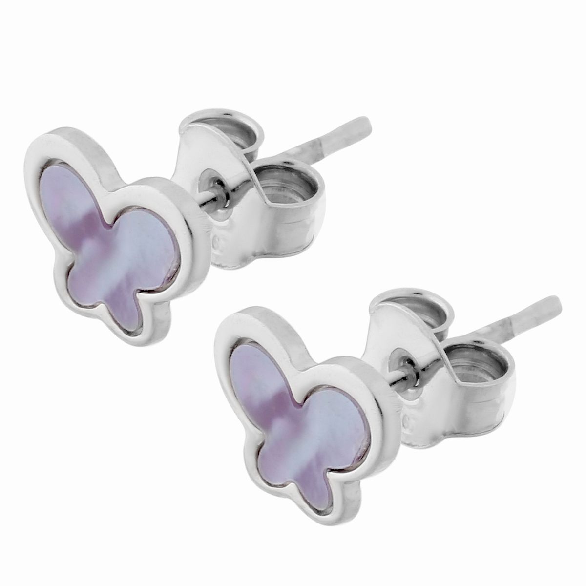 Irisierende Schmetterling-Ohrstecker aus Silber