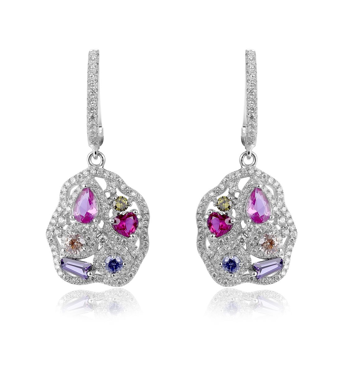 Elegante mehrfarbige Edelstein-Ohrhänger