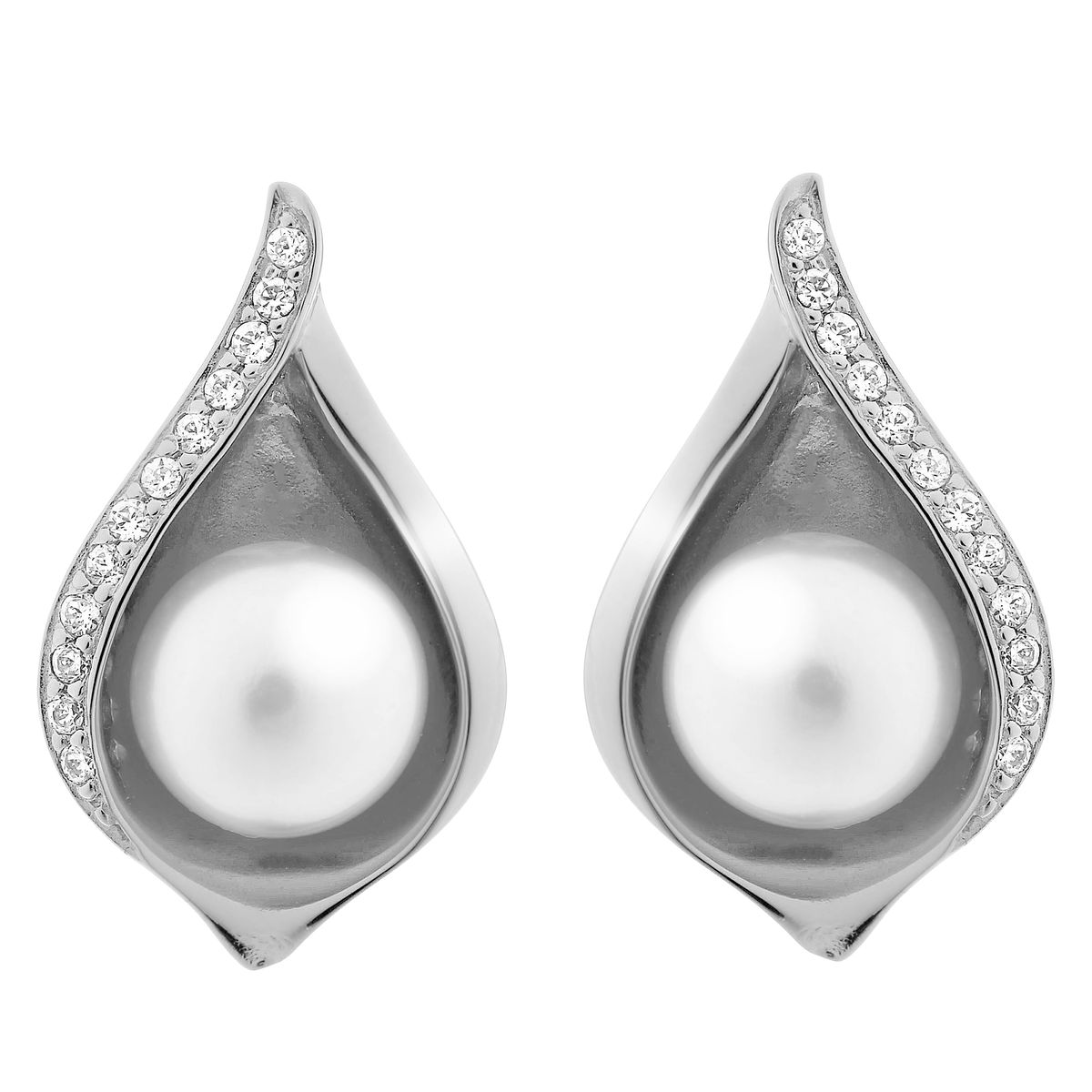Tropfen-Ohrstecker mit Perle und Kristallen