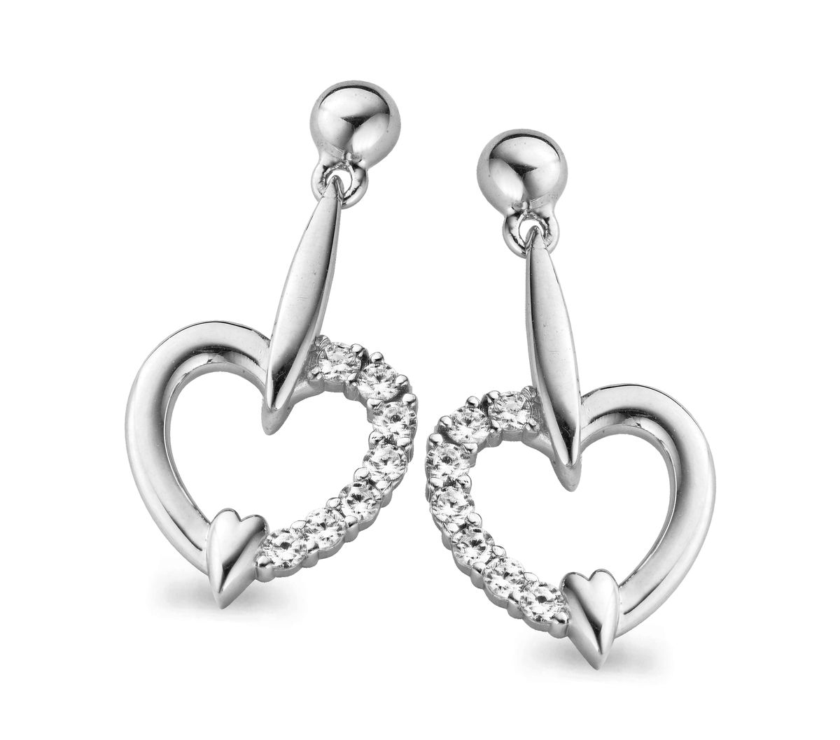 Elegante Herz-Ohrhänger aus Silber